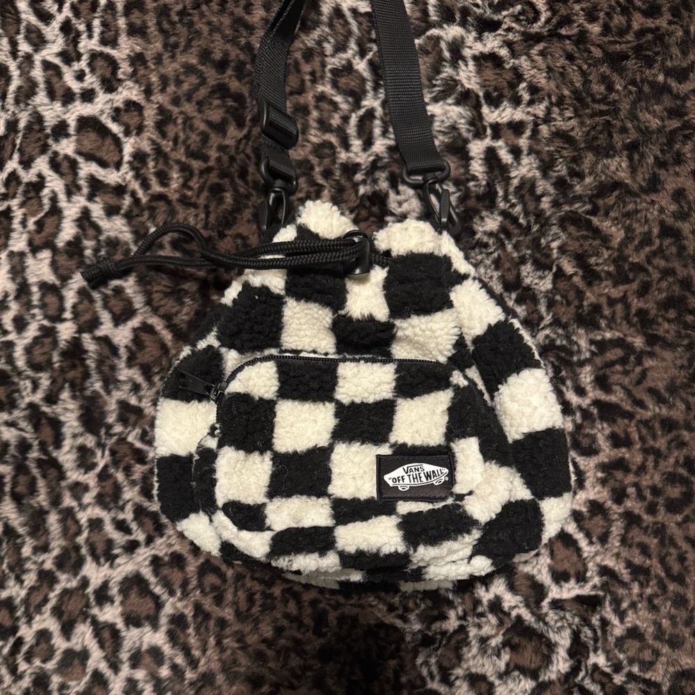 Vans Black & White Checker Sherpa Crossbody - Picture 2 of 5